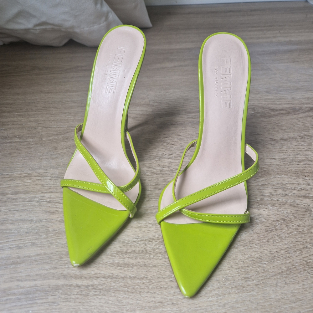 FEMME Neon Green Pointed Heels